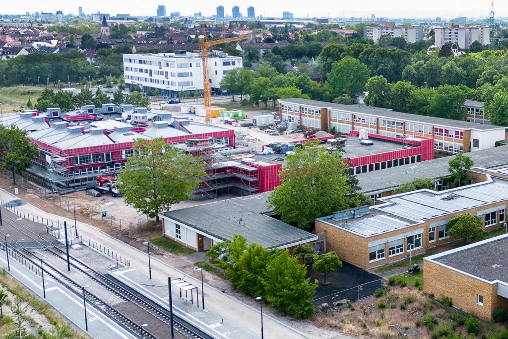 Luftbild der neuen Franklinschule