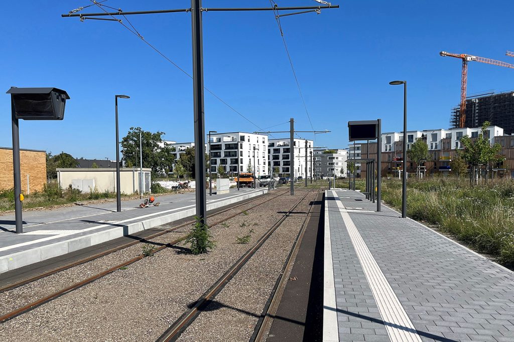 Haltestelle Franklinschule der neuen Stadtbahnlinie auf FRANKLIN